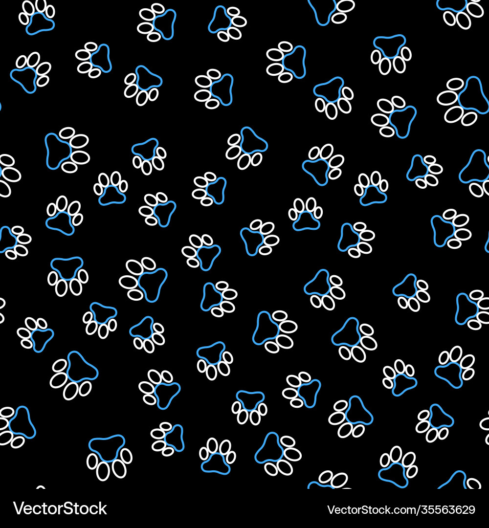 Line paw print icon isolated seamless pattern Line paw print icon isolated seamless pattern vector image