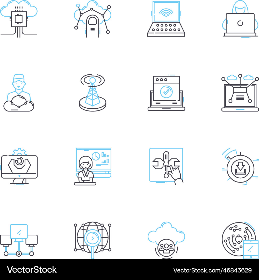 Link linear icons set click navigation connect Link linear icons set click navigation connect vector image