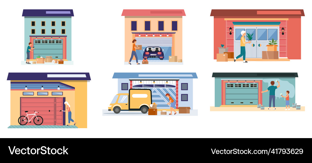 Man chooses modern building to store things Vector Image