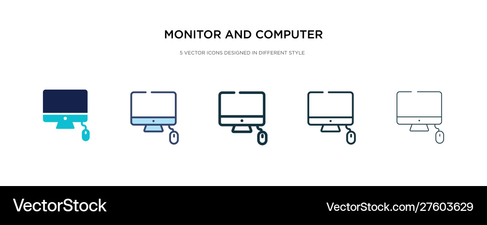 Monitor und Computer-Maus-Symbol in verschiedenen Monitor und Computer-Maus-Symbol in verschiedenen vektorbild