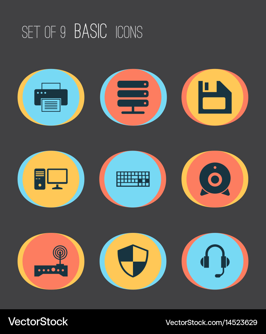 Notebook icons set collection of router database Vector Image
