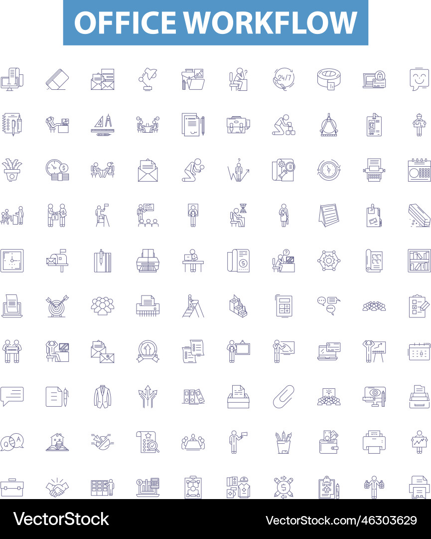 Office workflow line icons signs set Office workflow line icons signs set vector image
