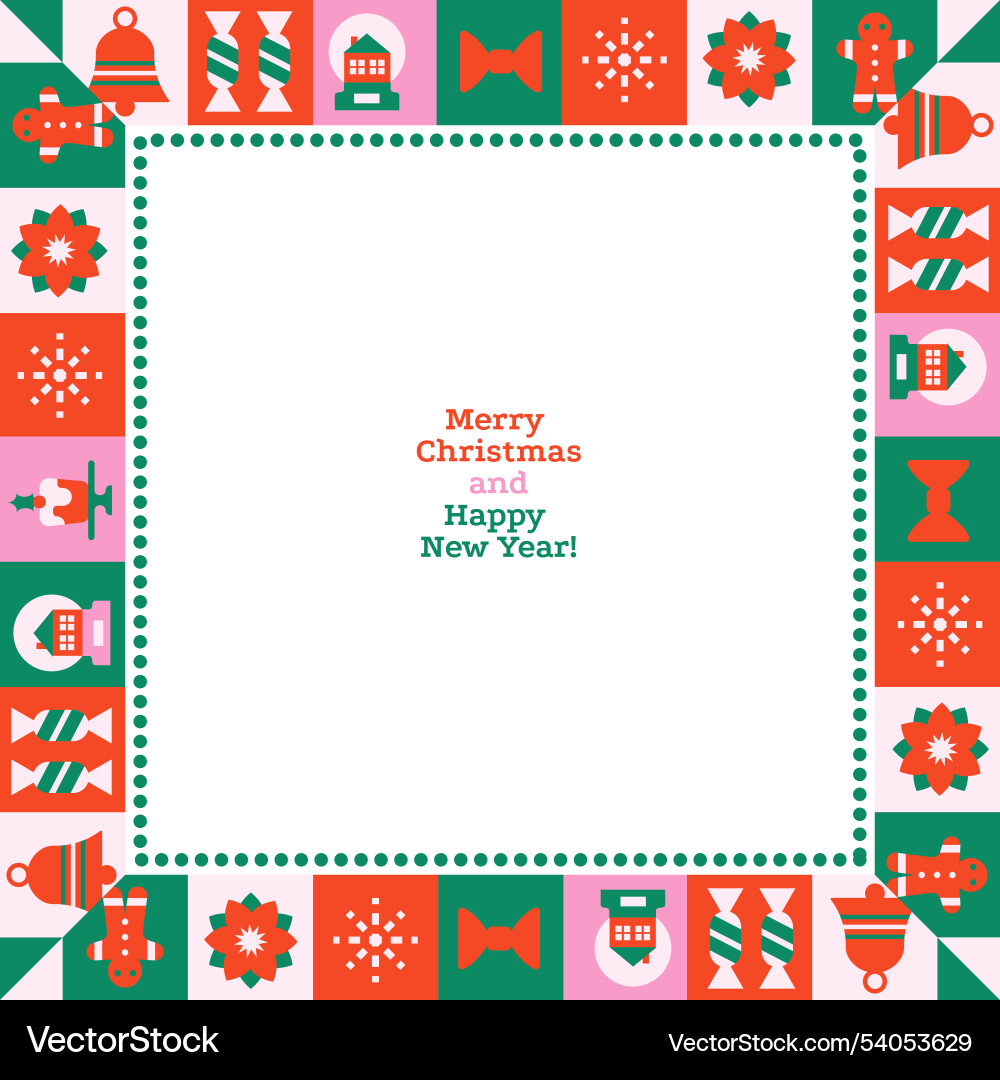 Ornate tiles square frame for merry christmas Ornate tiles square frame for merry christmas vector image