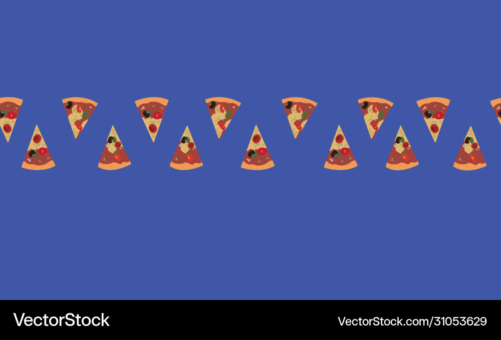 Seamless pattern pizza slices are located Vector Image