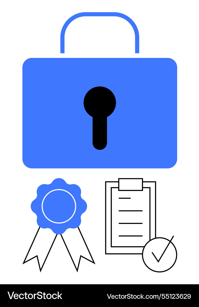 Secure lock with certificate checklist Secure lock with certificate checklist vector image