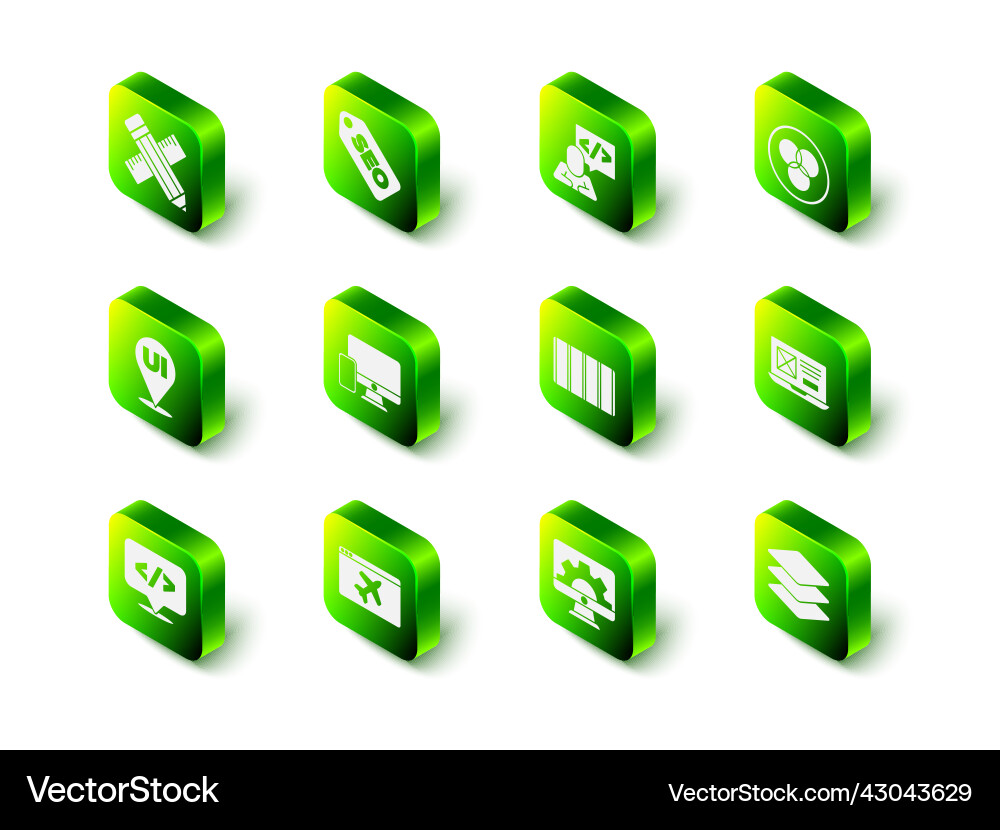 Set seo optimization front end development rgb Set seo optimization front end development rgb vector image