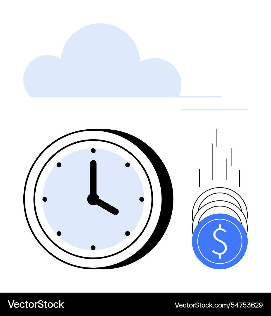 Time management concept with clock and falling Time management concept with clock and falling vector image