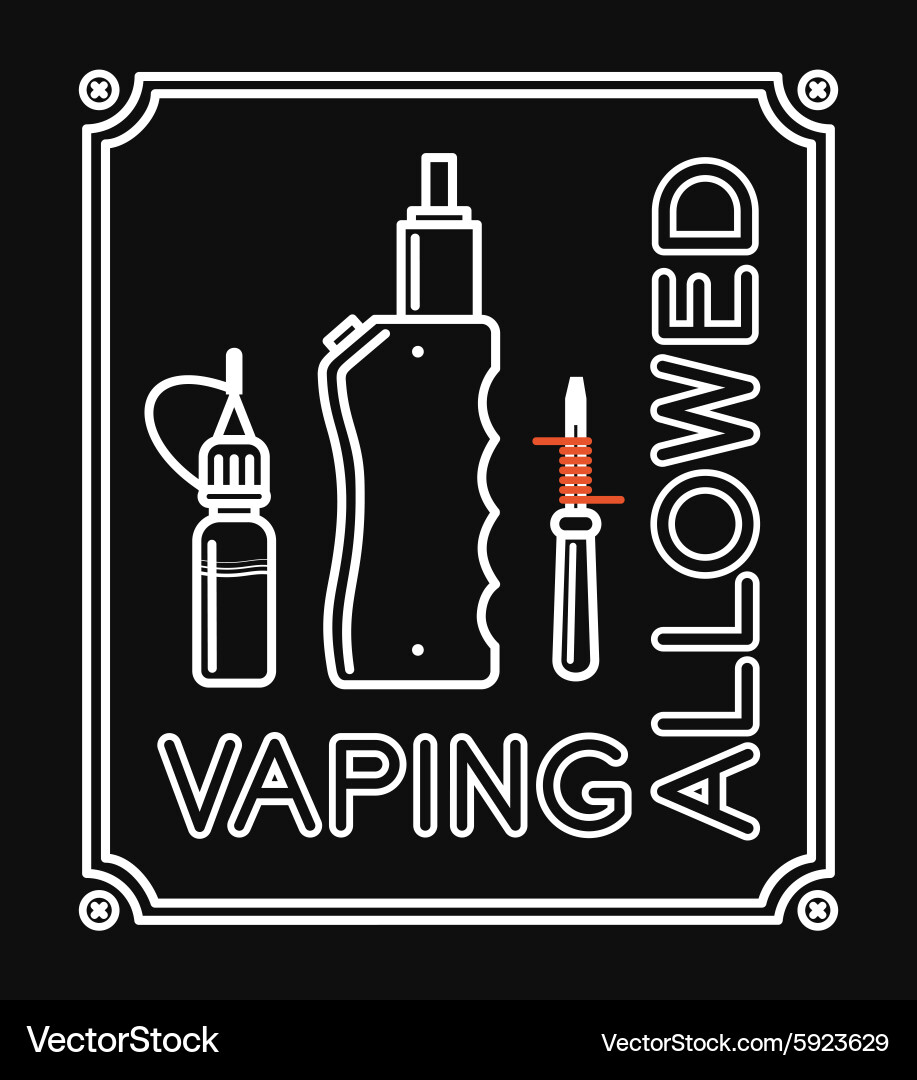 Vaping Allowed Banner - Simple White Text Vector Image