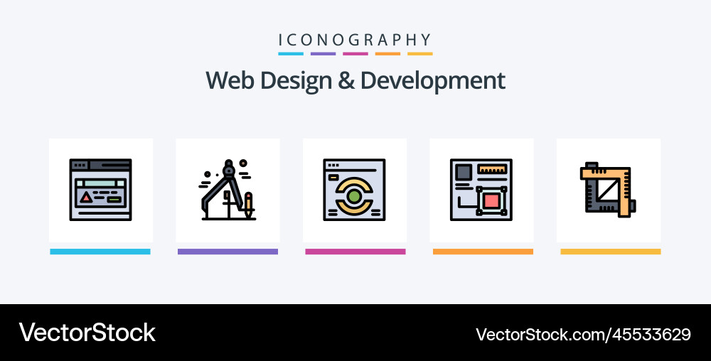 Web design and development line filled 5 icon Vector Image