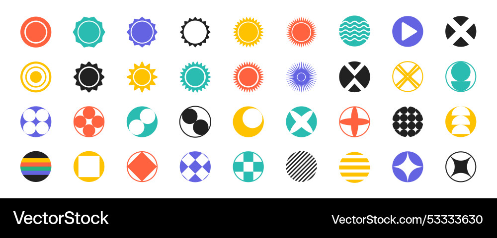 Abstract Rounded Shape Set vector image