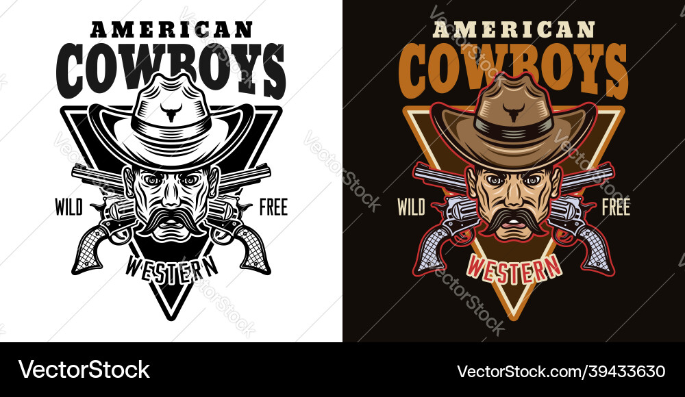 American Cowboy Badge Emblem Vector Image