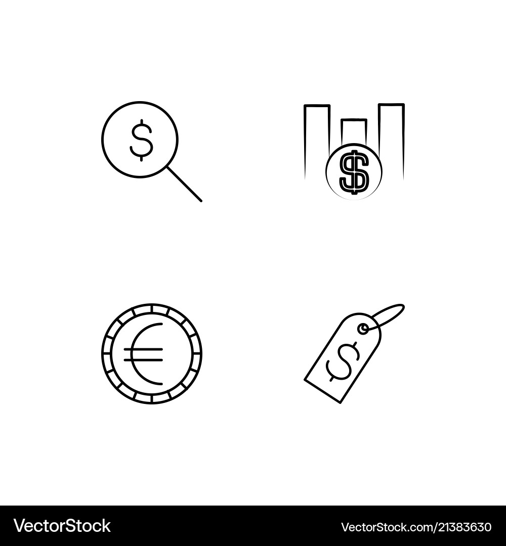 Banking linear icons set simple outline vector image