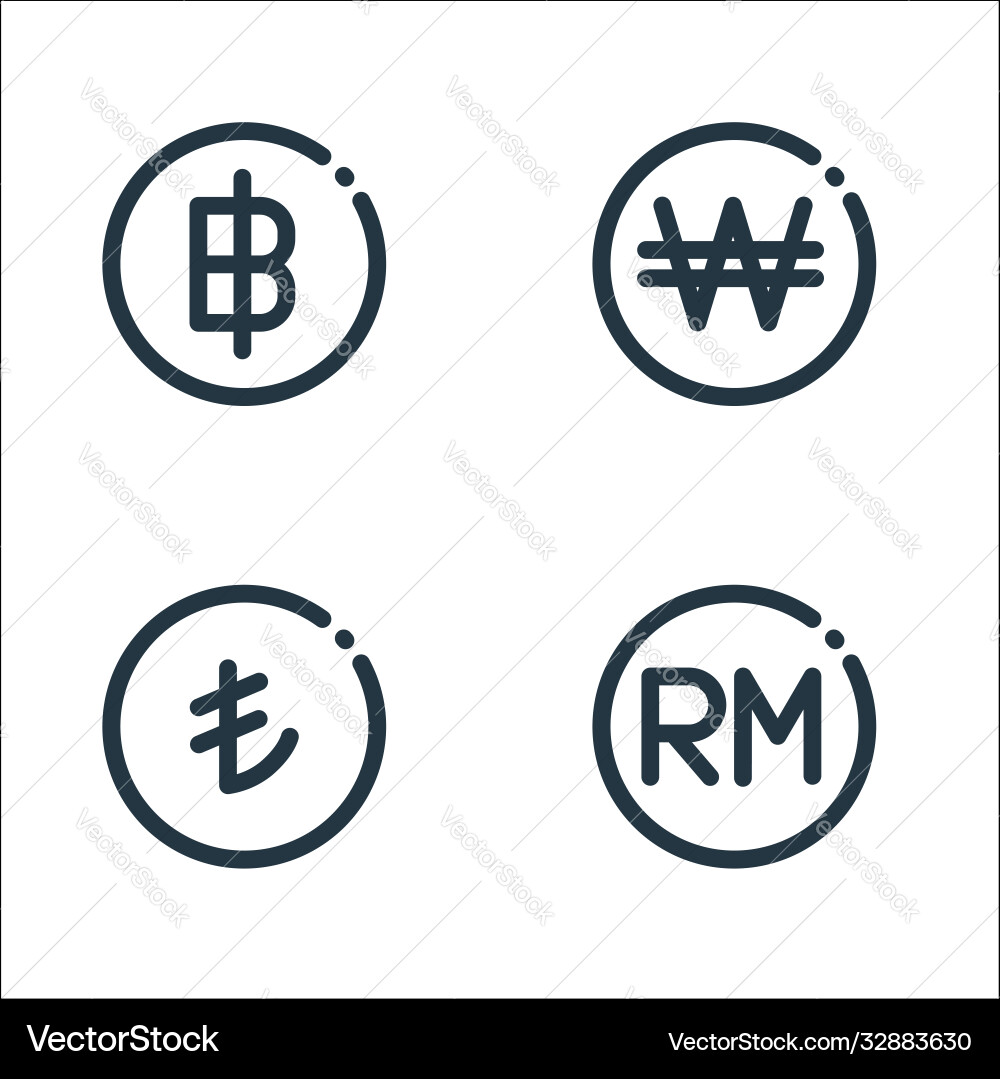 Currency line icons linear set quality Vector Image
