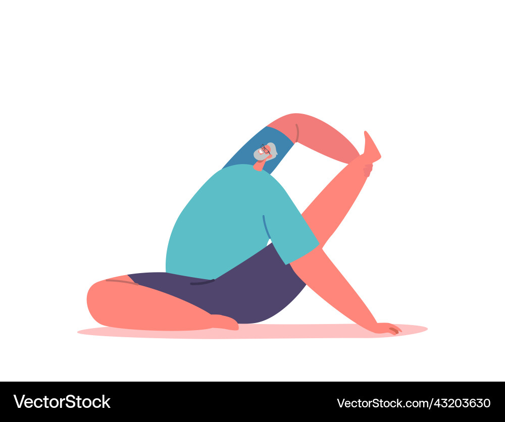 Elderly male character sitting on floor in yoga Elderly male character sitting on floor in yoga vector image
