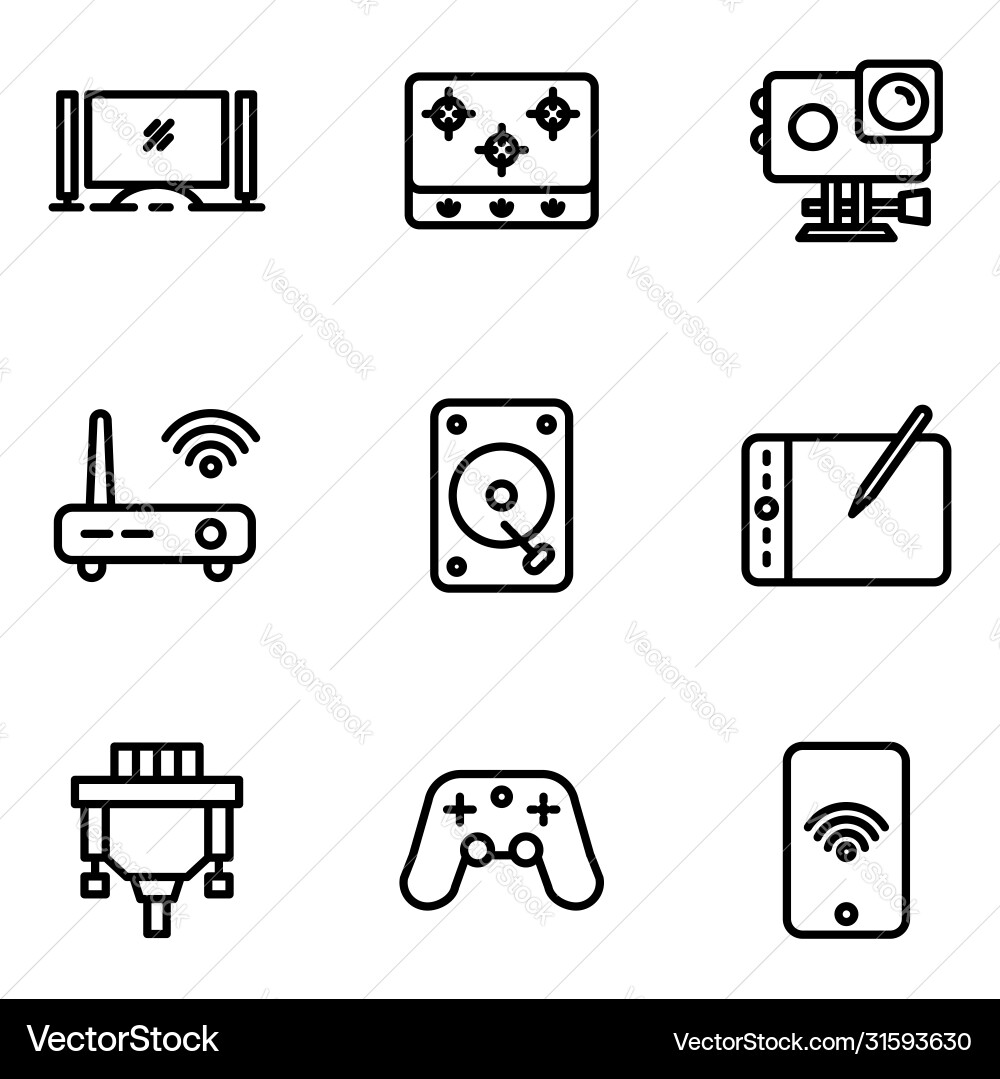 Electronic icon set include monitoraction Electronic icon set include monitoraction vector image