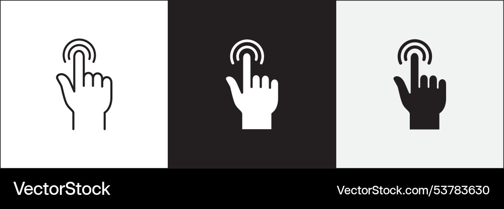 Finger touch screen gesture icon set double click Finger touch screen gesture icon set double click vector image
