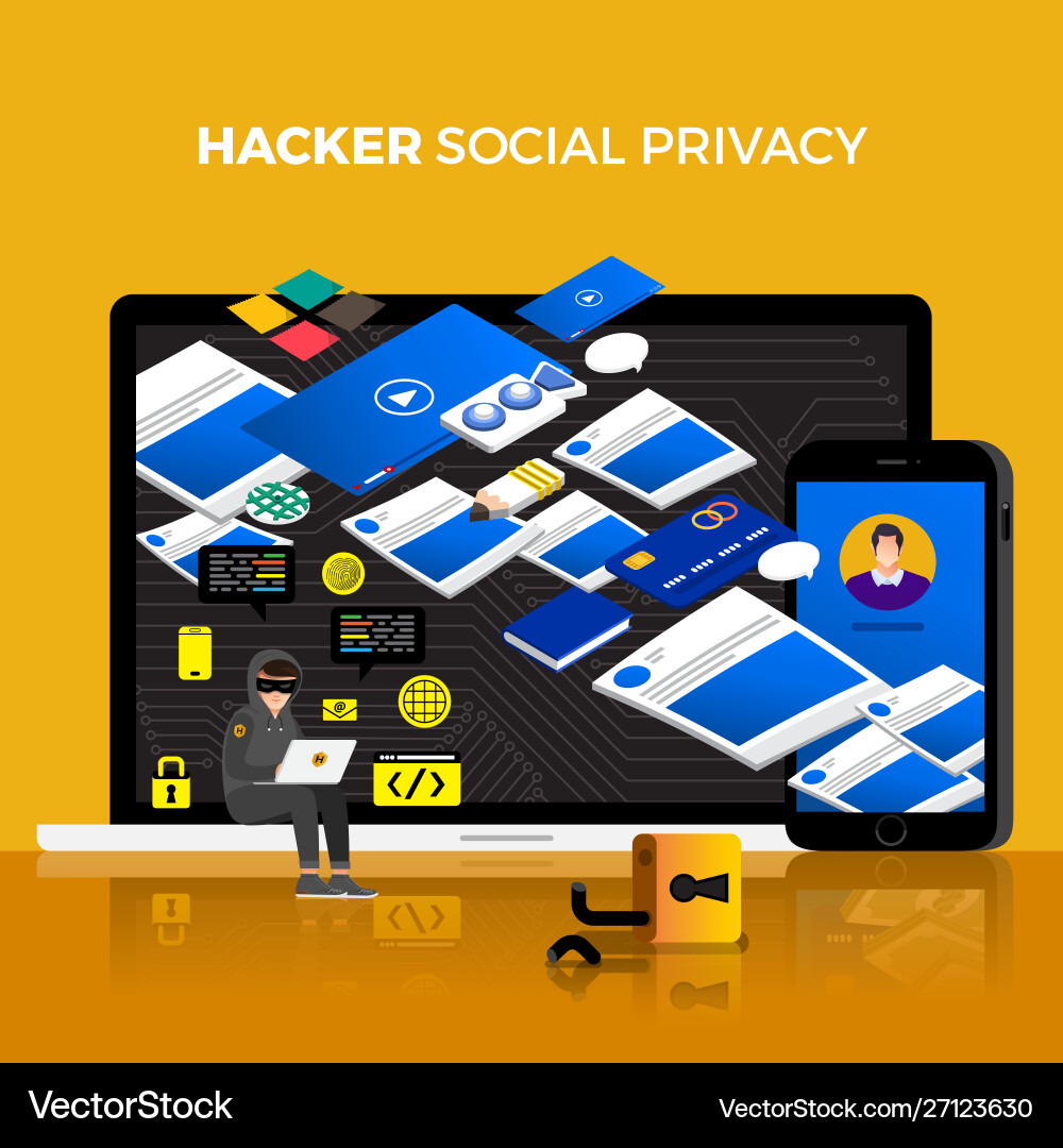 Flat design concept hacker activity cyber thief Flat design concept hacker activity cyber thief vector image