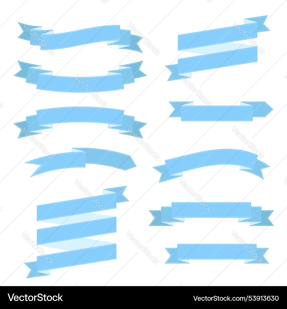 Frame set of various simple ribbons isolated Vector Image
