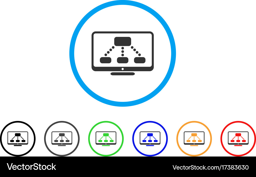 Hierarchy monitor rounded icon vector image
