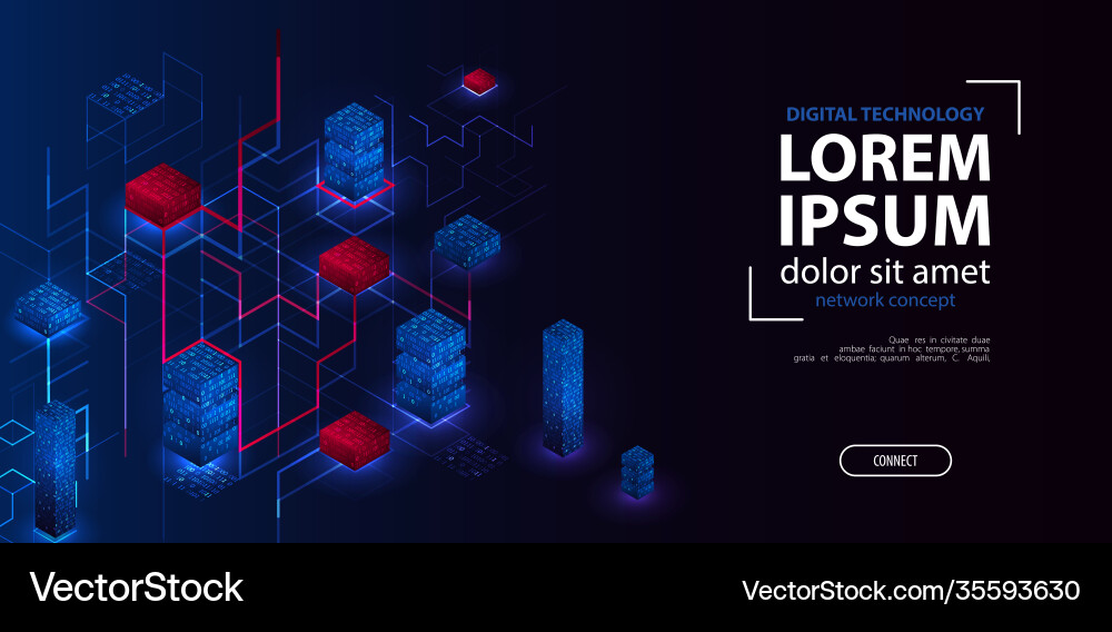 Isometric big data flow processing concept cloud Vector Image