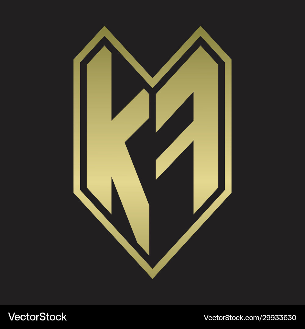Kf logo monogram with emblem line style isolated Vector Image