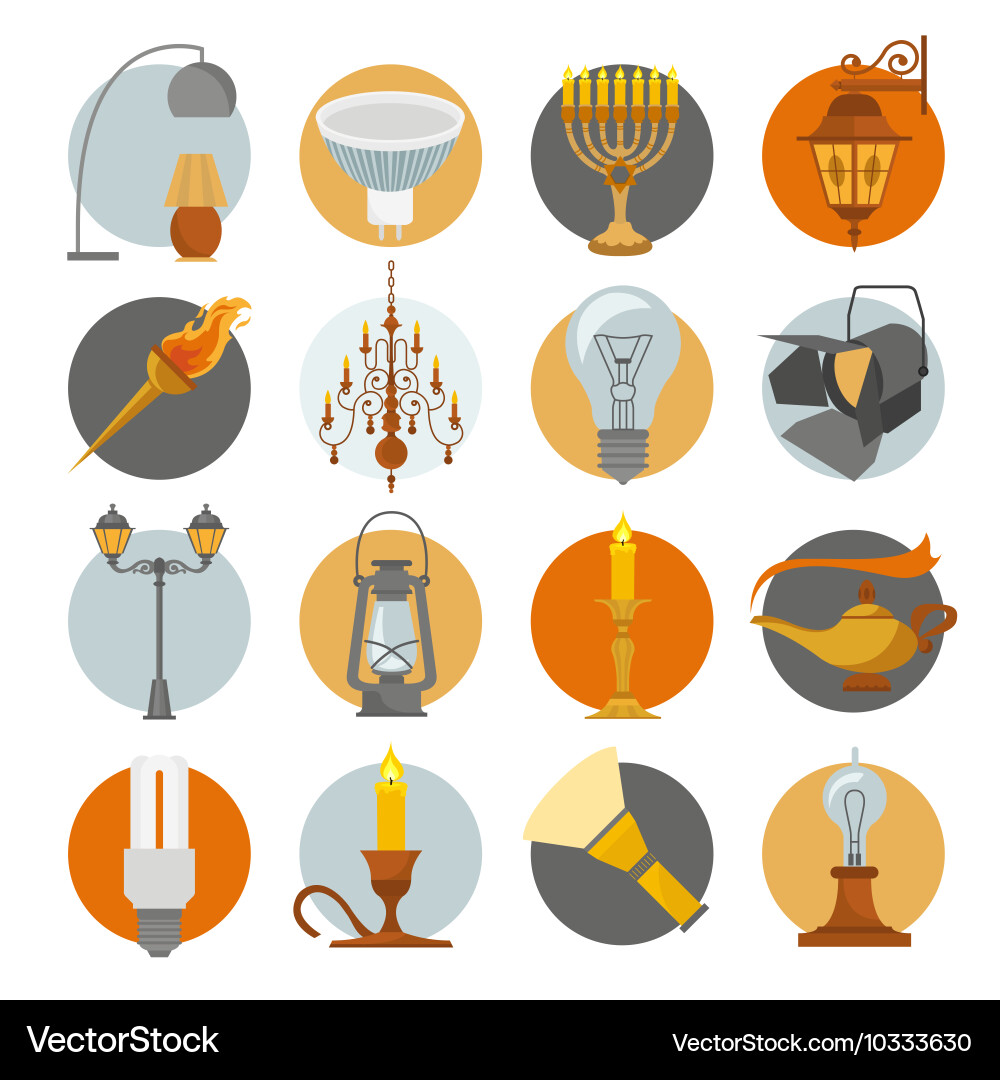 Lighting elements icon set vector image