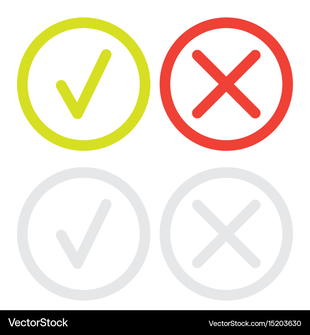 Line green check mark or box icons set Vector Image