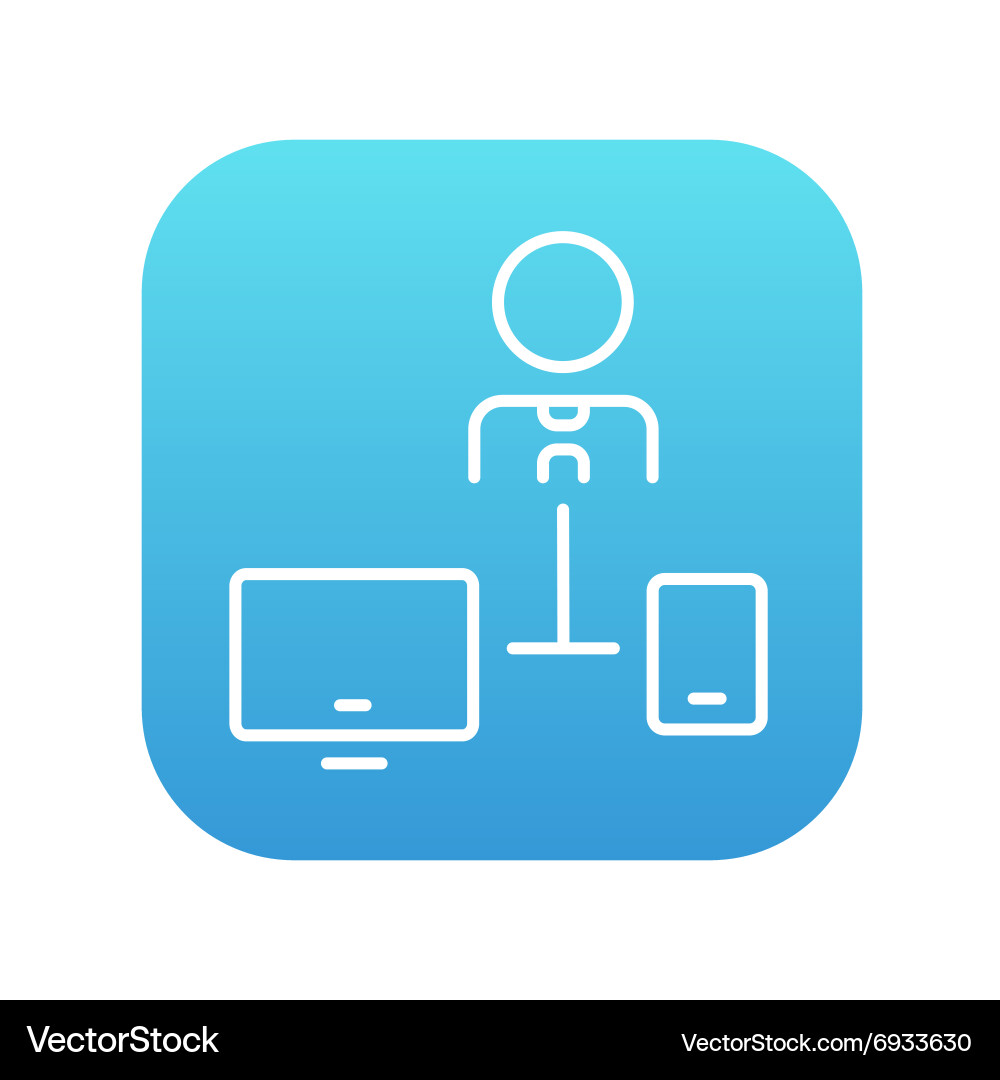 Man linked with computer and phone line icon vector image