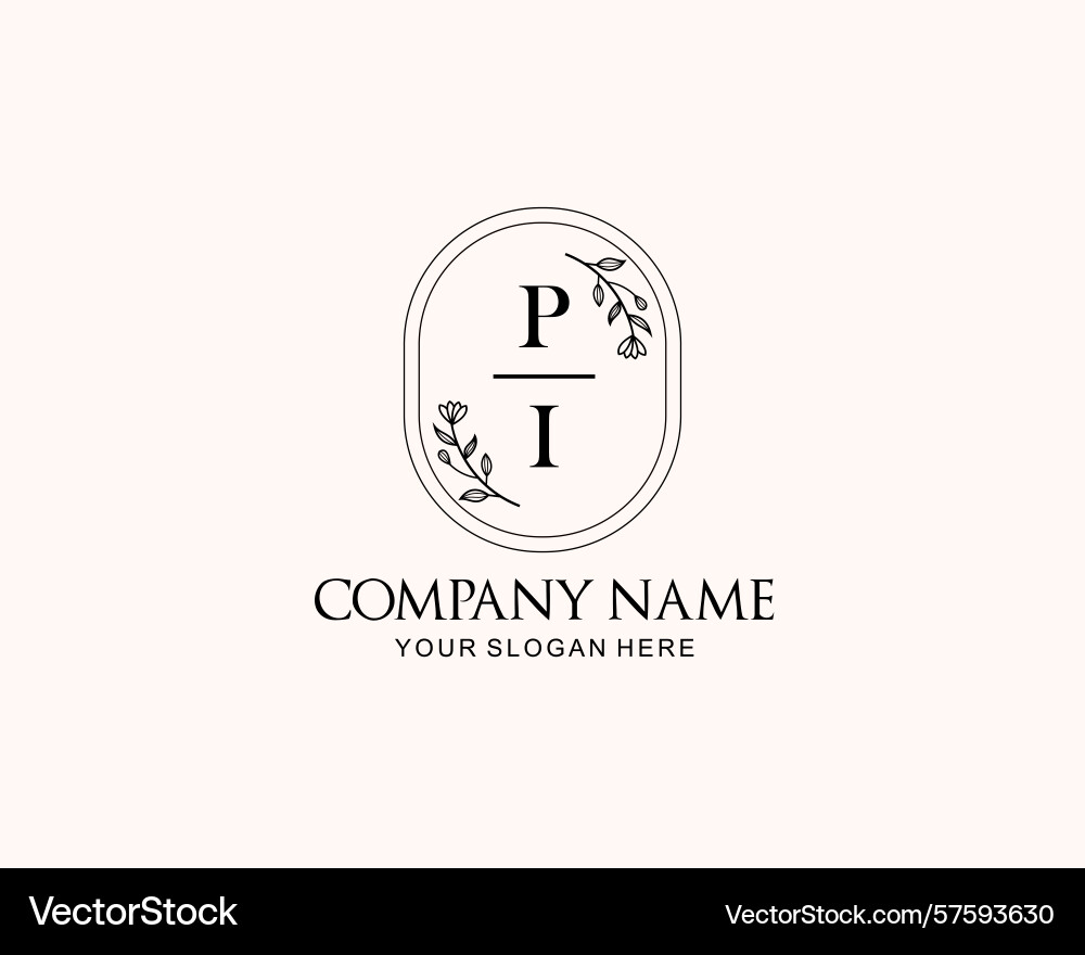 Minimalist pi monogram logos with botanical Vector Image
