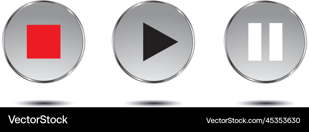Play pause and stop button media player control Play pause and stop button media player control vector image