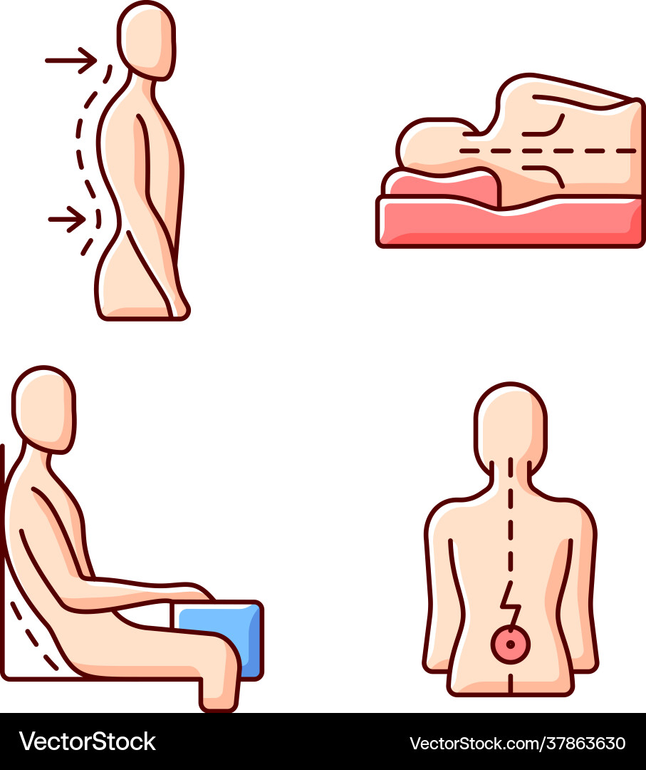 Postural dysfunction rgb color icons set Postural dysfunction rgb color icons set Vector Image