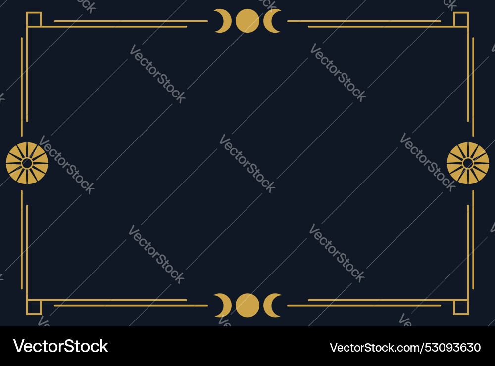 Rectangular golden boho frame Rectangular golden boho frame vector image