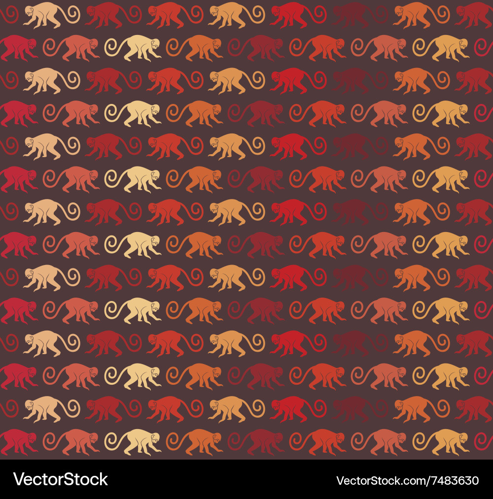Red Monkey Pattern Vector Image
