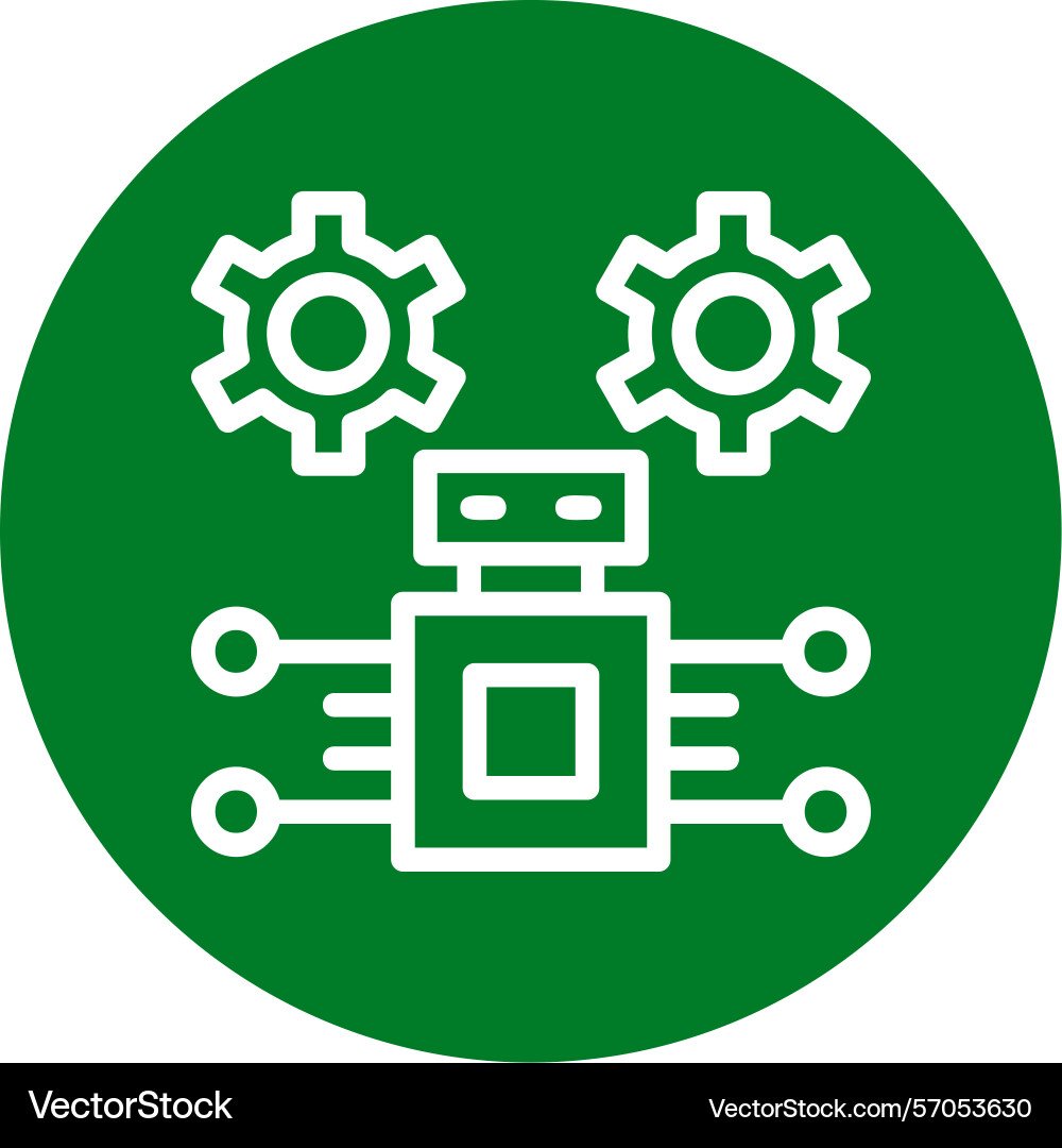 Robotic process automation line circle style icon vector image