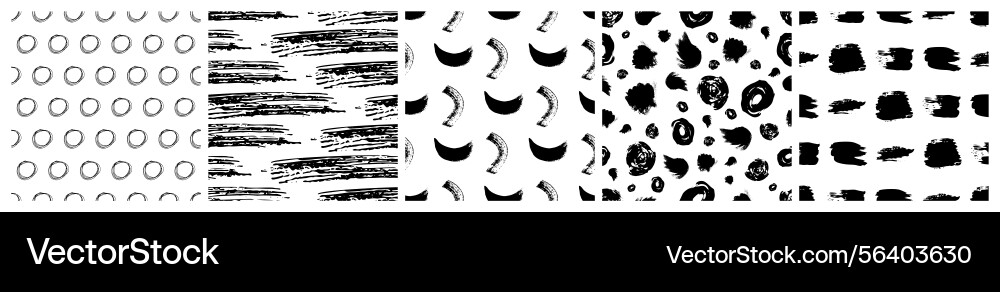 Set of seamless patterns with scribble smears Set of seamless patterns with scribble smears vector image
