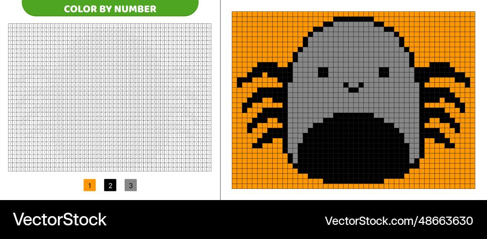 Spider squishmallow color by number pixel vector image