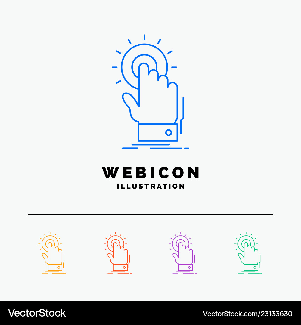 Touch click hand on start 5 color line web icon Touch click hand on start 5 color line web icon vector image