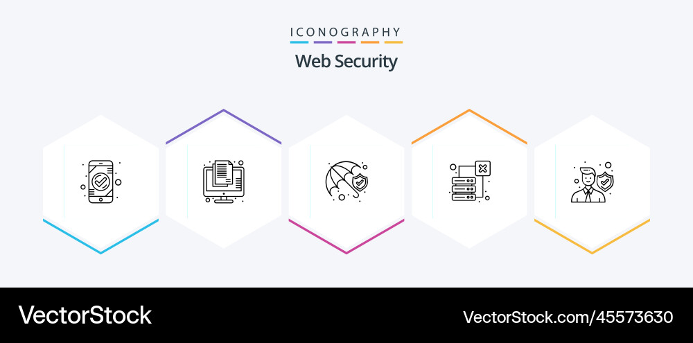 Web security 25 line icon pack including server vector image