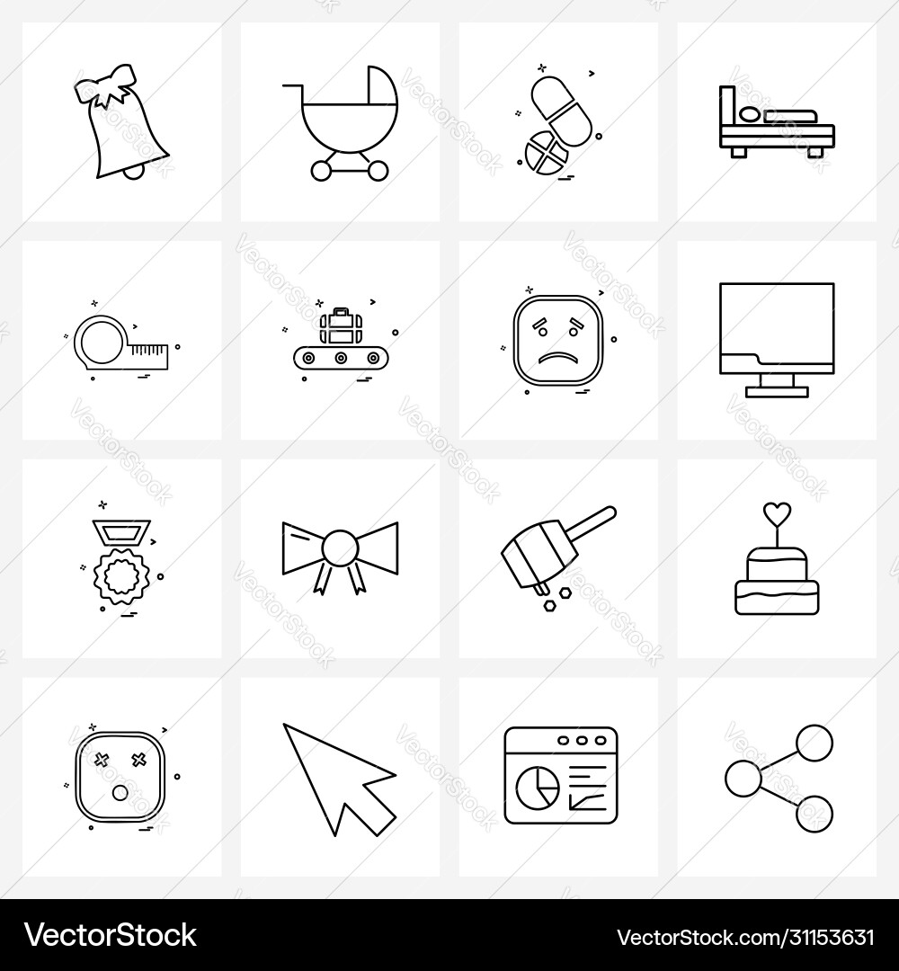 16 universal line icons for web and mobile vector image