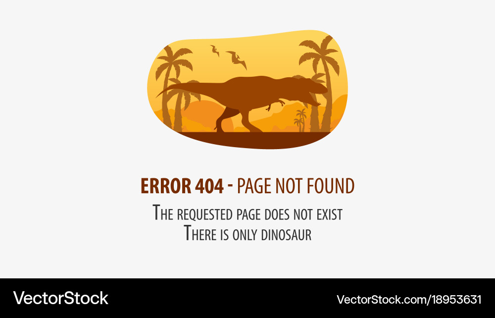 404 error with dinosaur page not found ui ux vector image