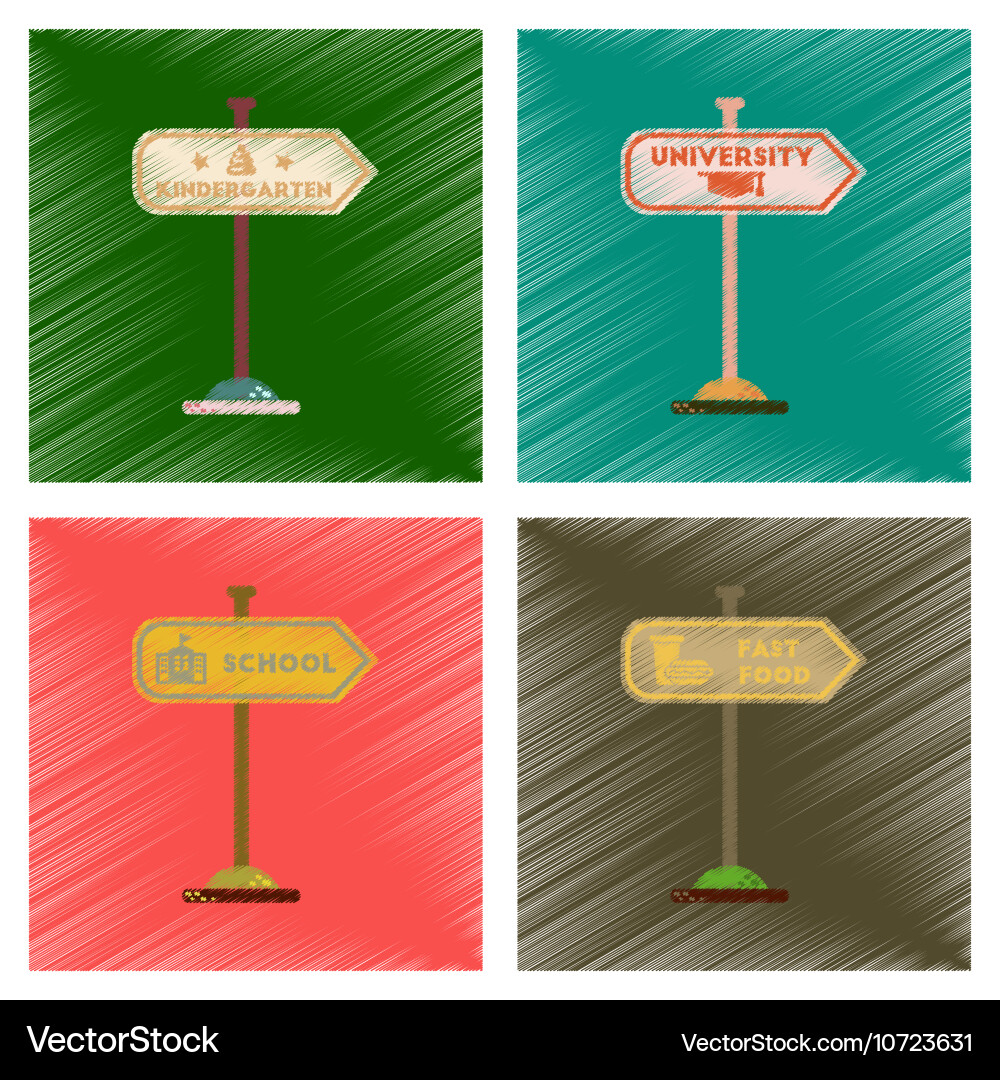 Assembly flat shading style icons university vector image