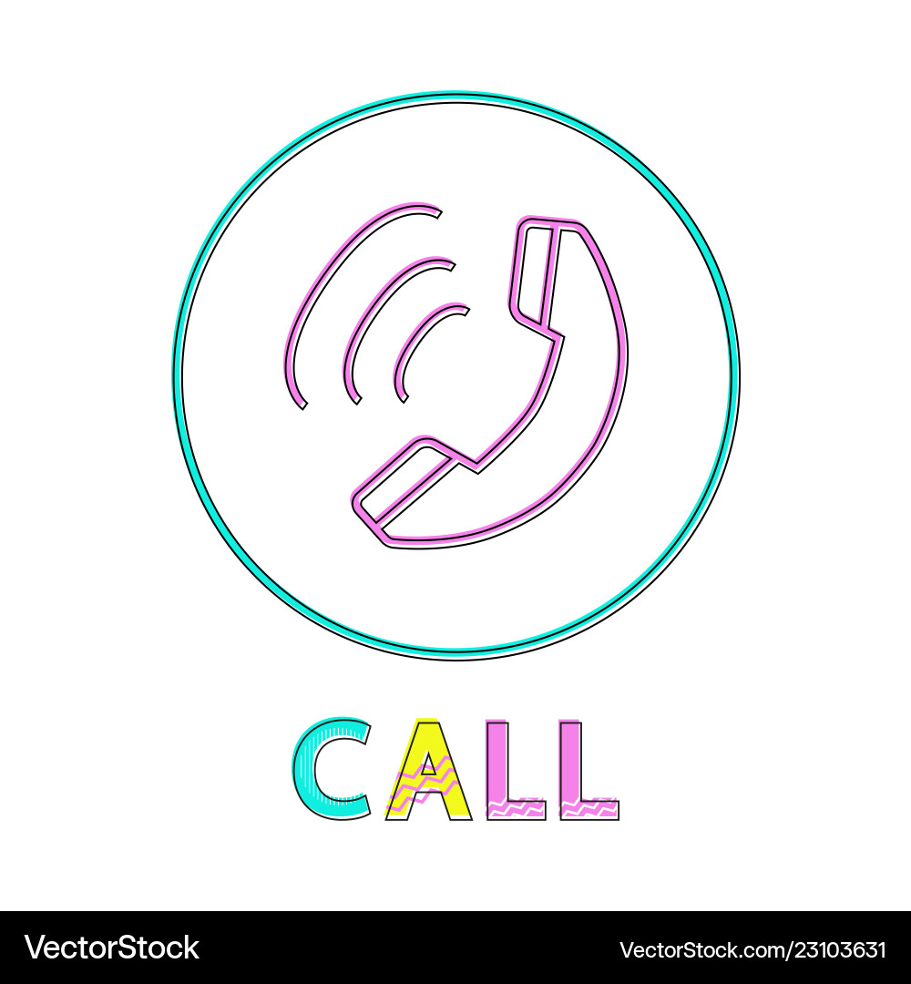 Call round linear button template with receiver Call round linear button template with receiver vector image