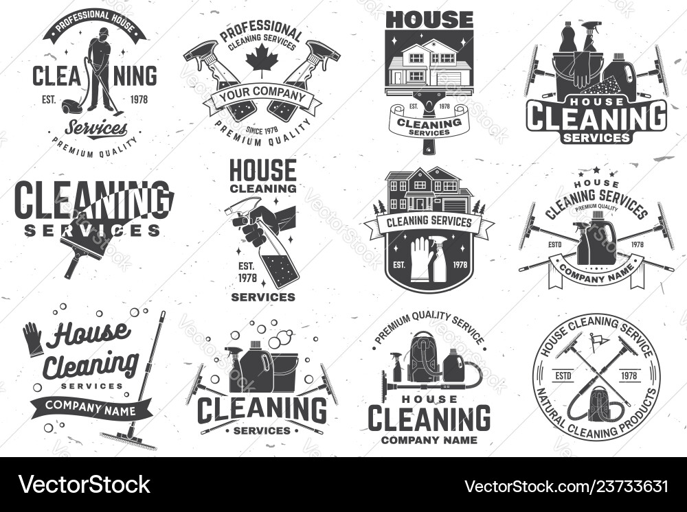 Cleaning Services Badge Set Vector Image