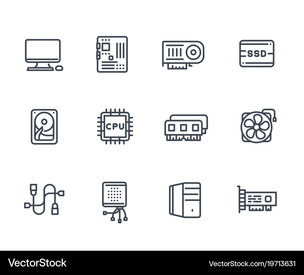 Computer Hardware Icons vector image