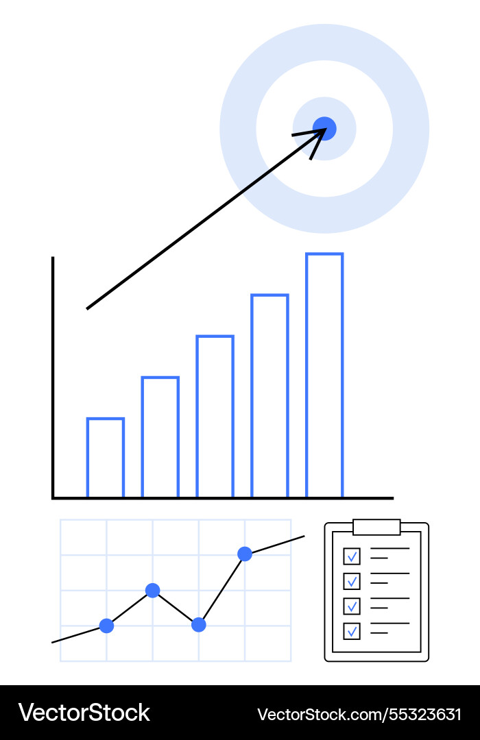Data analysis with bar chart line graph Data analysis with bar chart line graph vector image