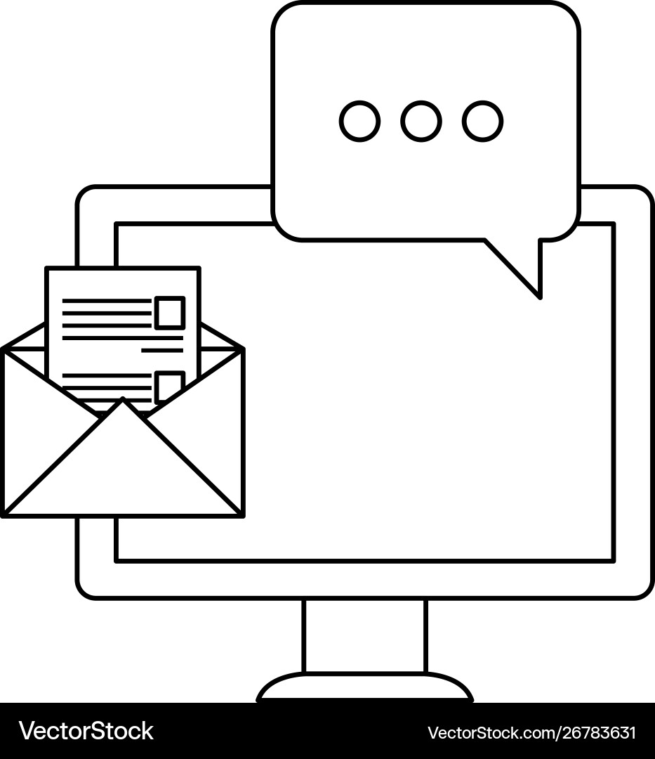 Desktop computer with speech bubble Desktop computer with speech bubble vector image