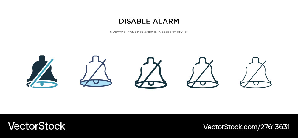 Disable alarm icon in different style two Vector Image