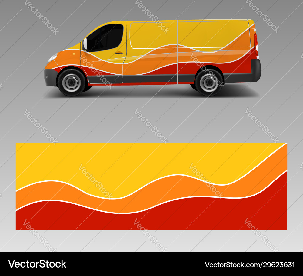 Dynamic Wave Van Wrap Template Vector Image