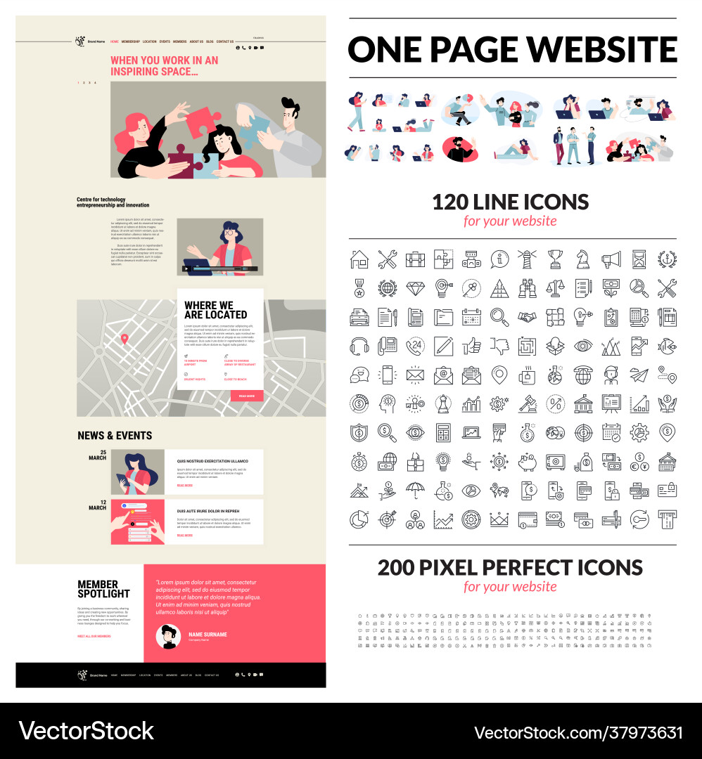 Eine Seite Website Design Vorlage Eine Seite Website Design Vorlage vektorbild