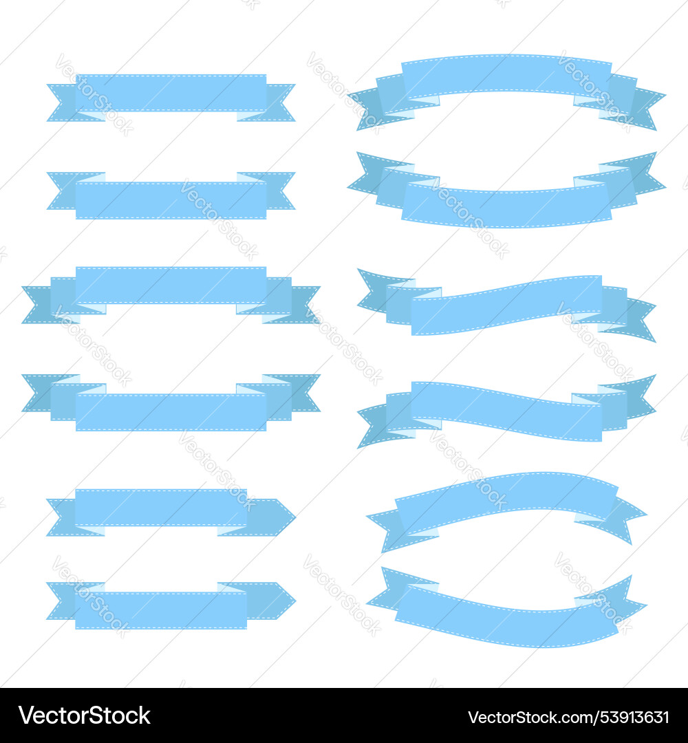 Frame set of various simple ribbons isolated Vector Image